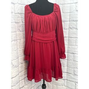 EXLURA Women's Red Open Back Mini Dress XL